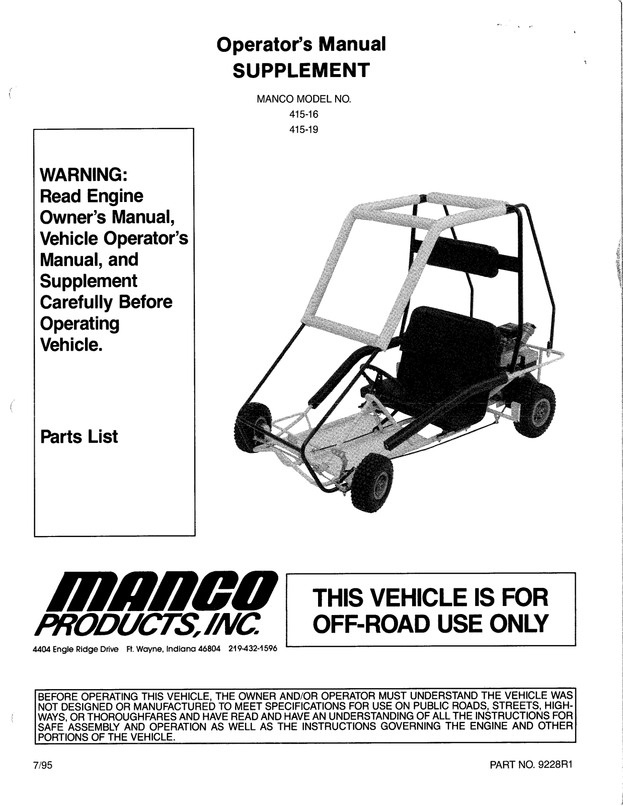 Manco 415-16 User Manual