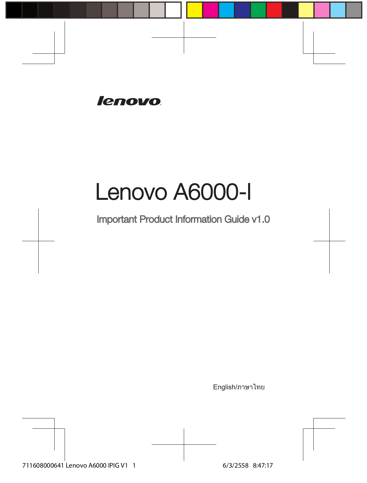 Lenovo A6000-l Important Product Information Guide