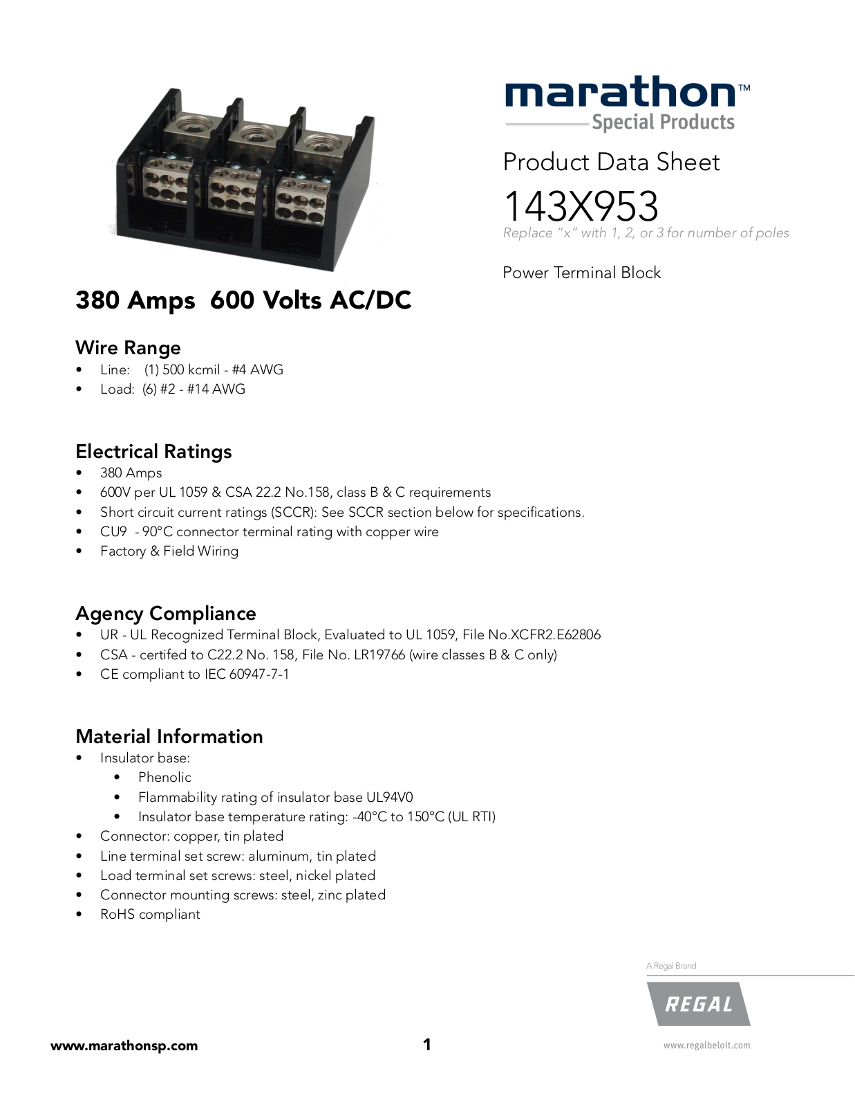 Marathon Special Products 143X953 Data Sheet