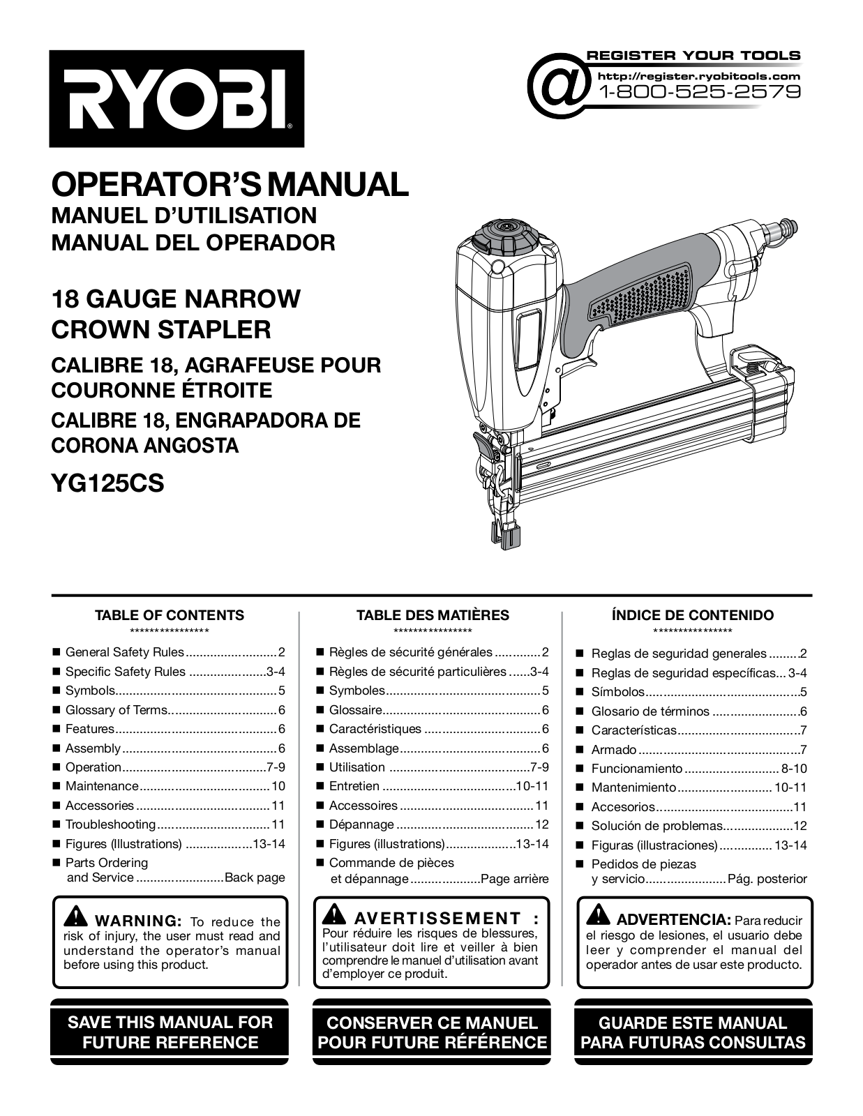 Ryobi YG125CS User Manual