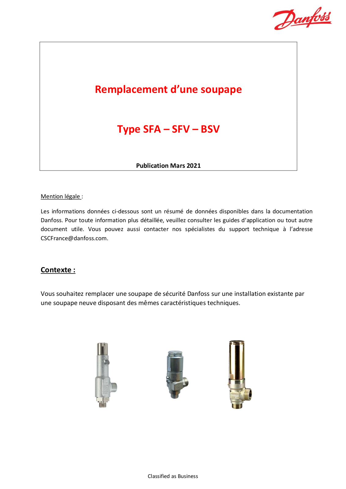 Danfoss SFA, SFV, BSV Application guide