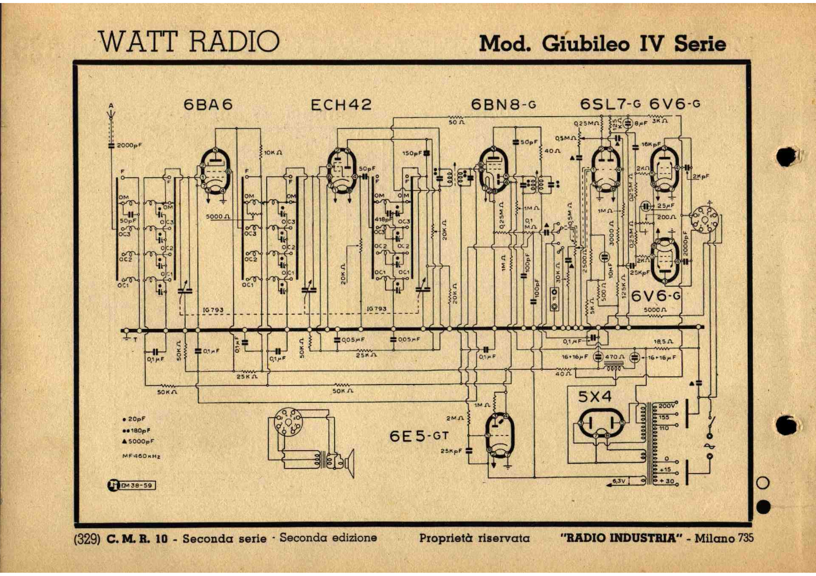 Watt Radio giubileo ivserie schematic