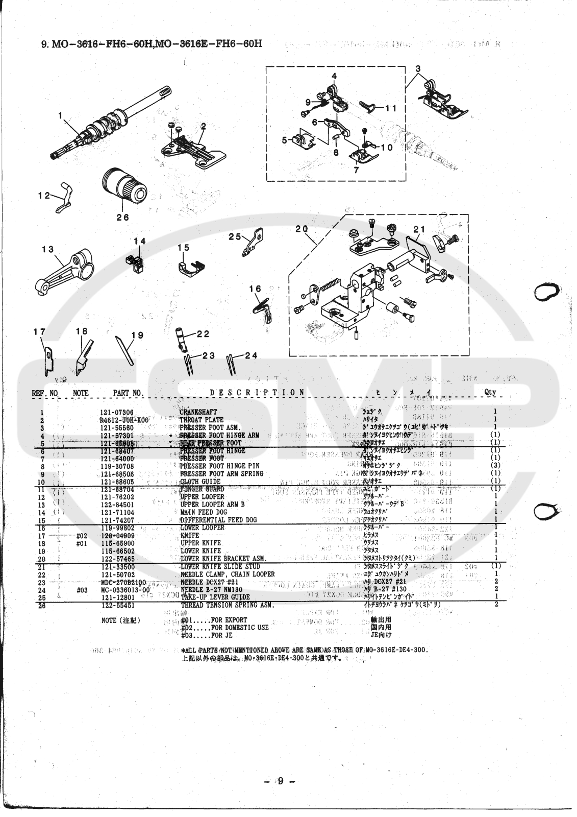 Juki MO36616FH660H, MO366E16FH660H Parts Book