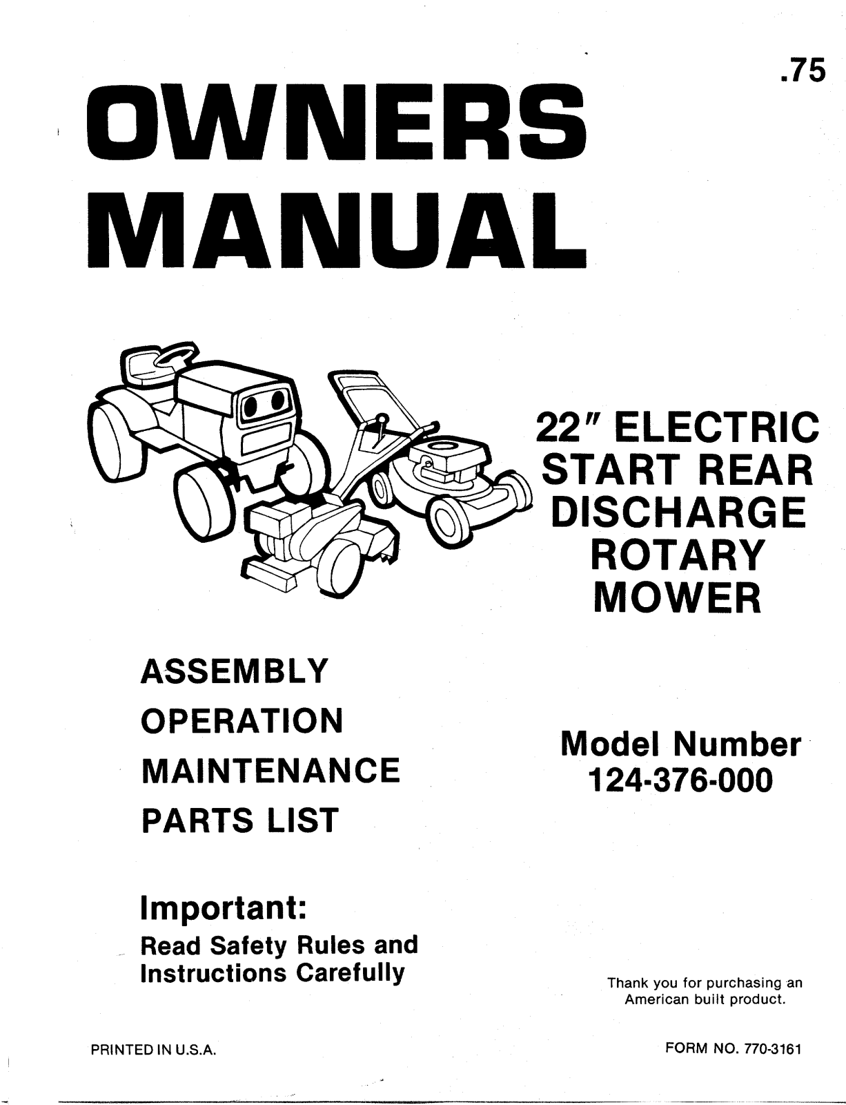 MTD 124-376-000 User Manual