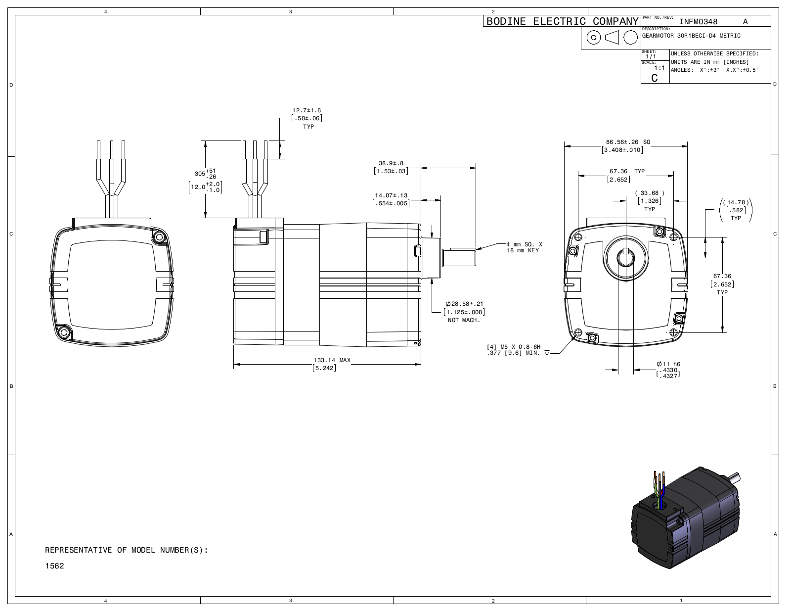 Bodine 1562 Reference Drawing