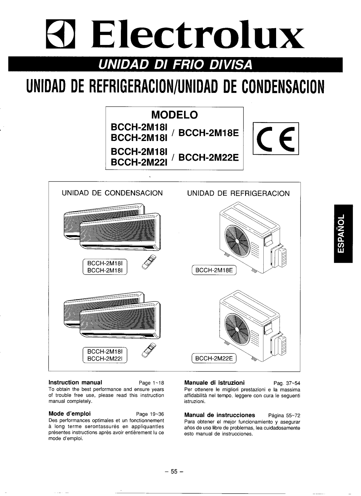 AEG BCCH-2M18E, BCCH-2M22I, BCCH-2M22E, BCCH-2M18I User Manual