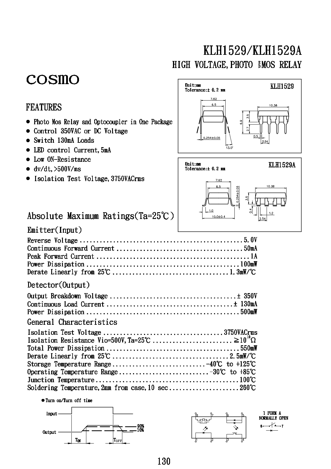 COSMO KLH1529, KLH1529A Datasheet