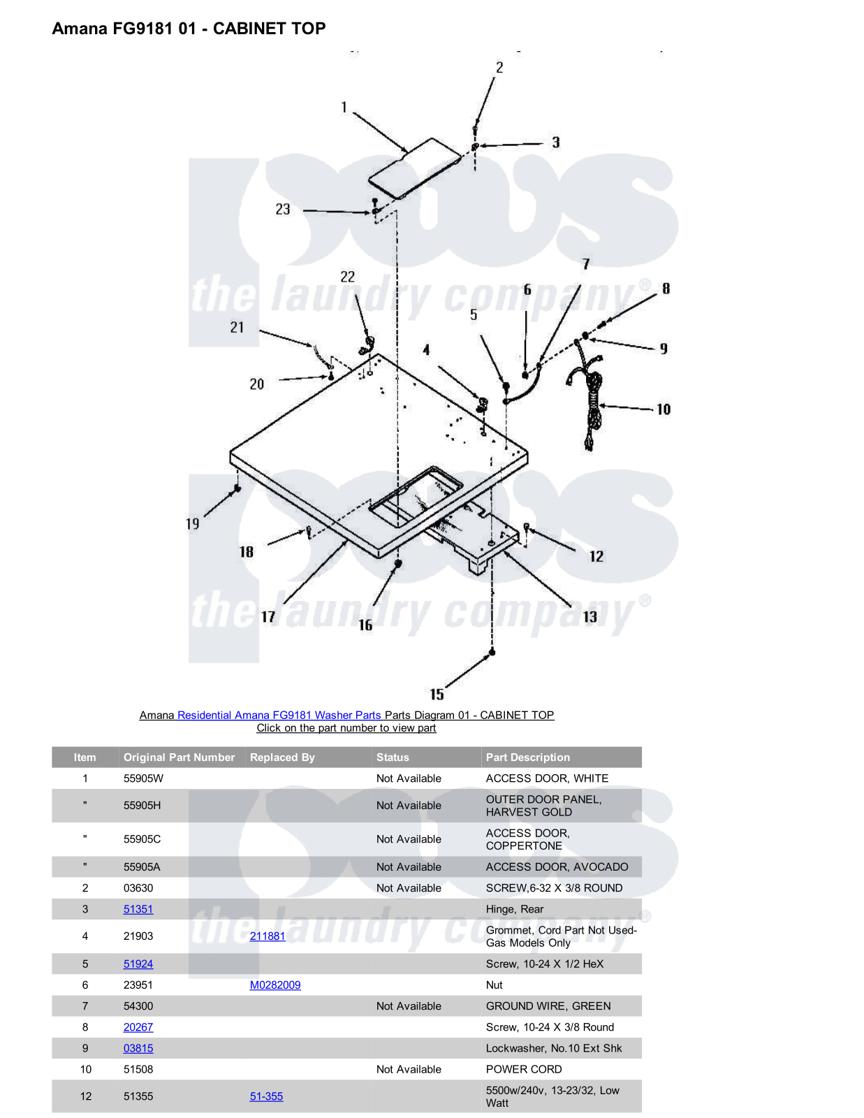 Amana FG9181 Parts Diagram