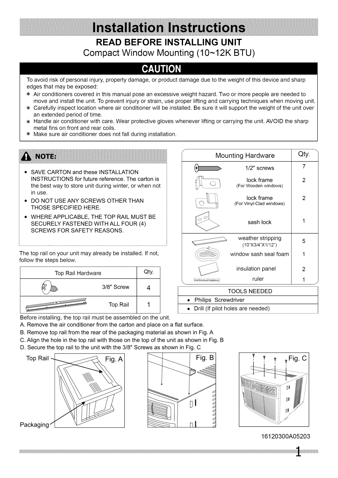 Kenmore 25377110511, 25377110512, 25377110513, 25377120610, 25377120611 Installation Guide