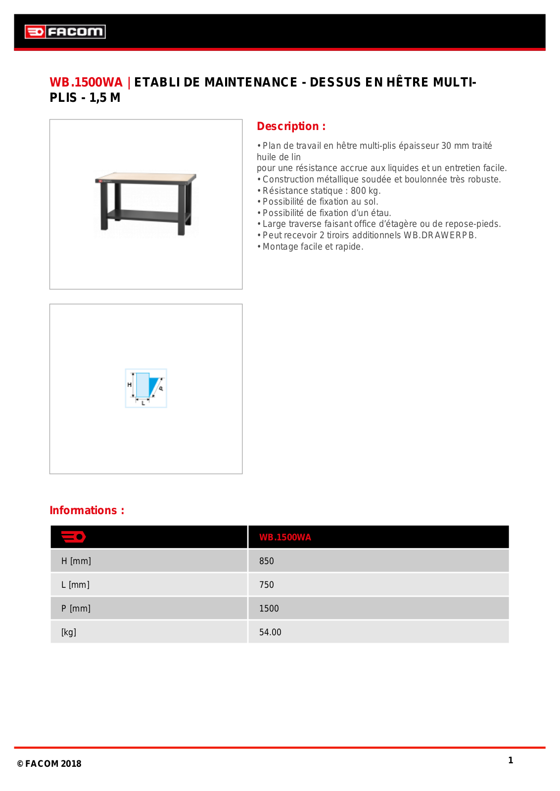 Facom WB.1500WAPF Specification - ManualMachine.com