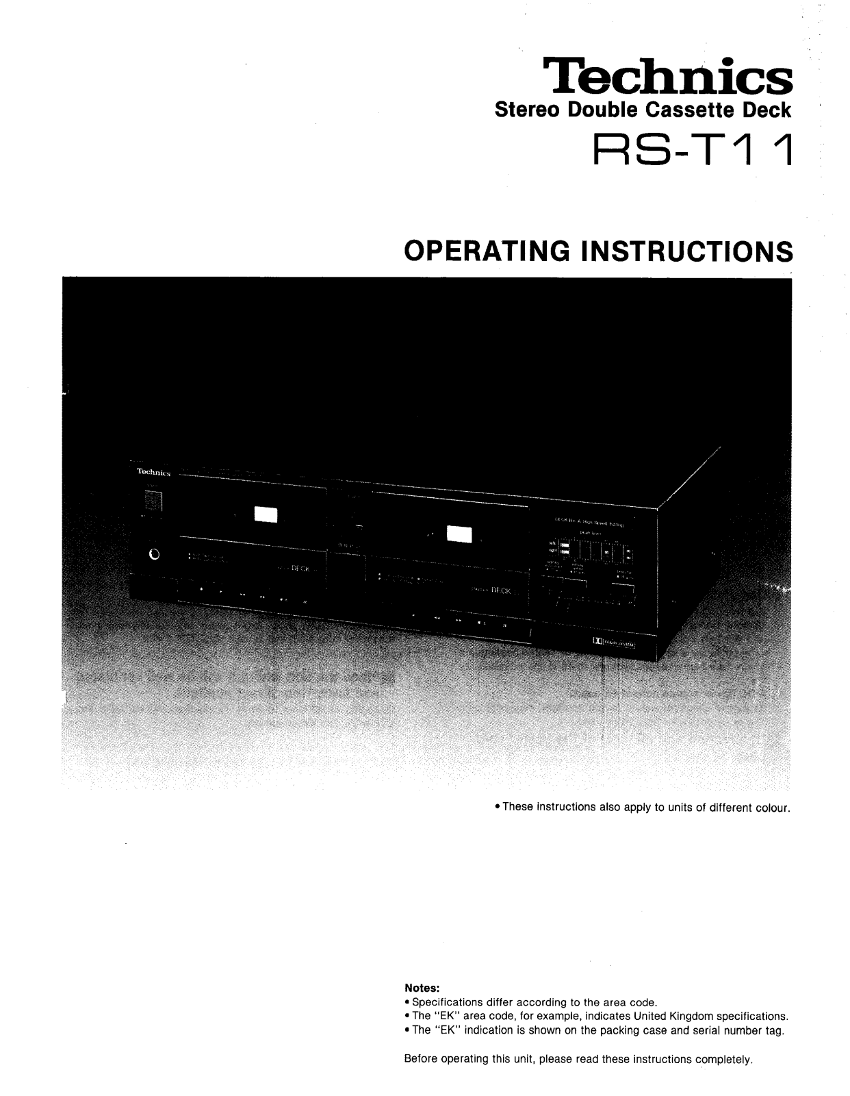 Panasonic RS-T11 User Manual