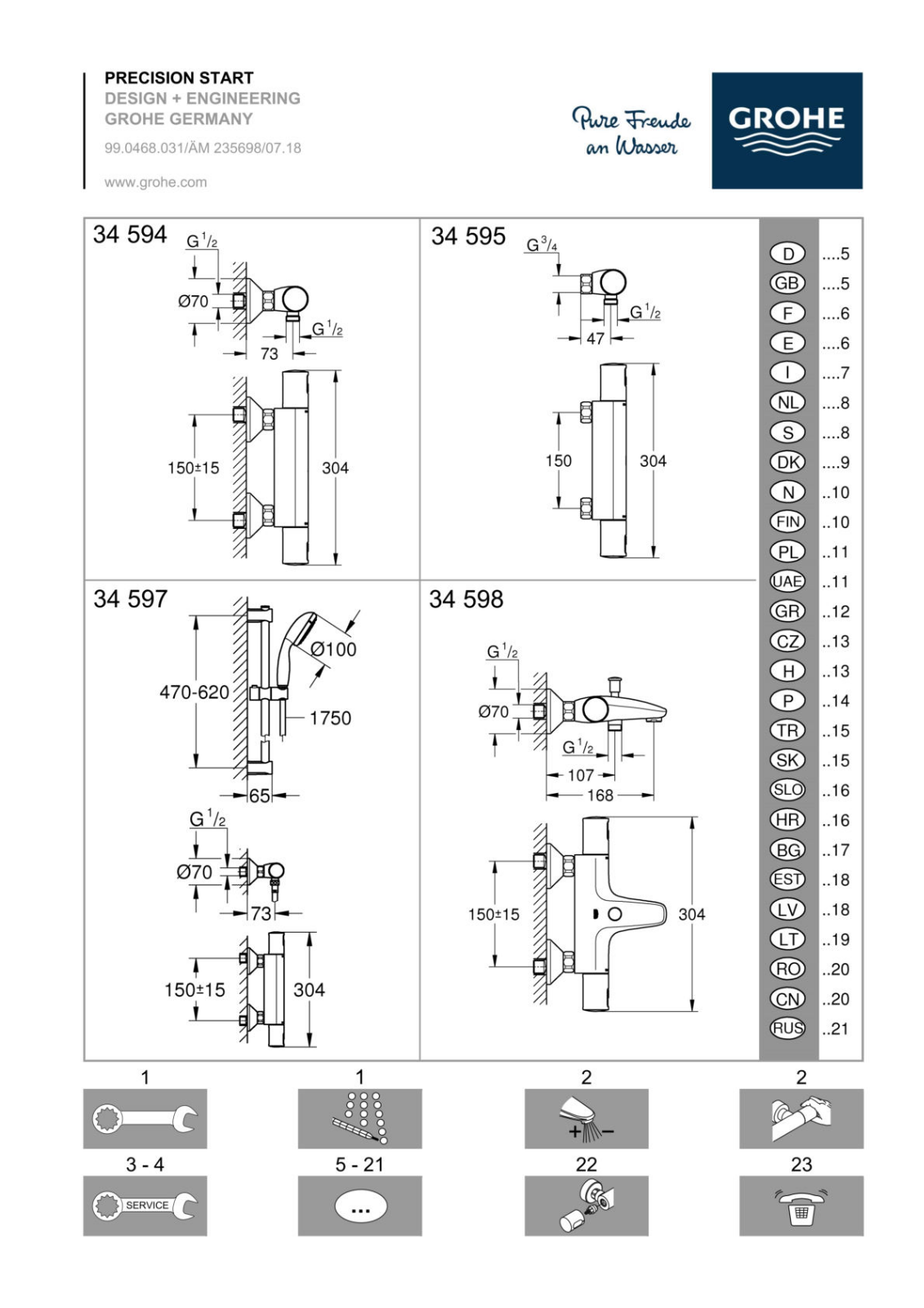 Grohe 34 594, 34 595, 34 597, 34 598 User guide - ManualMachine.com