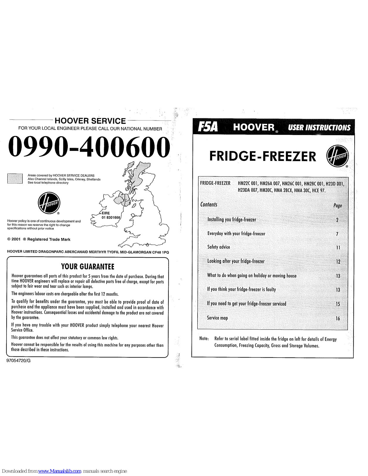 Hoover F5A User Instructions