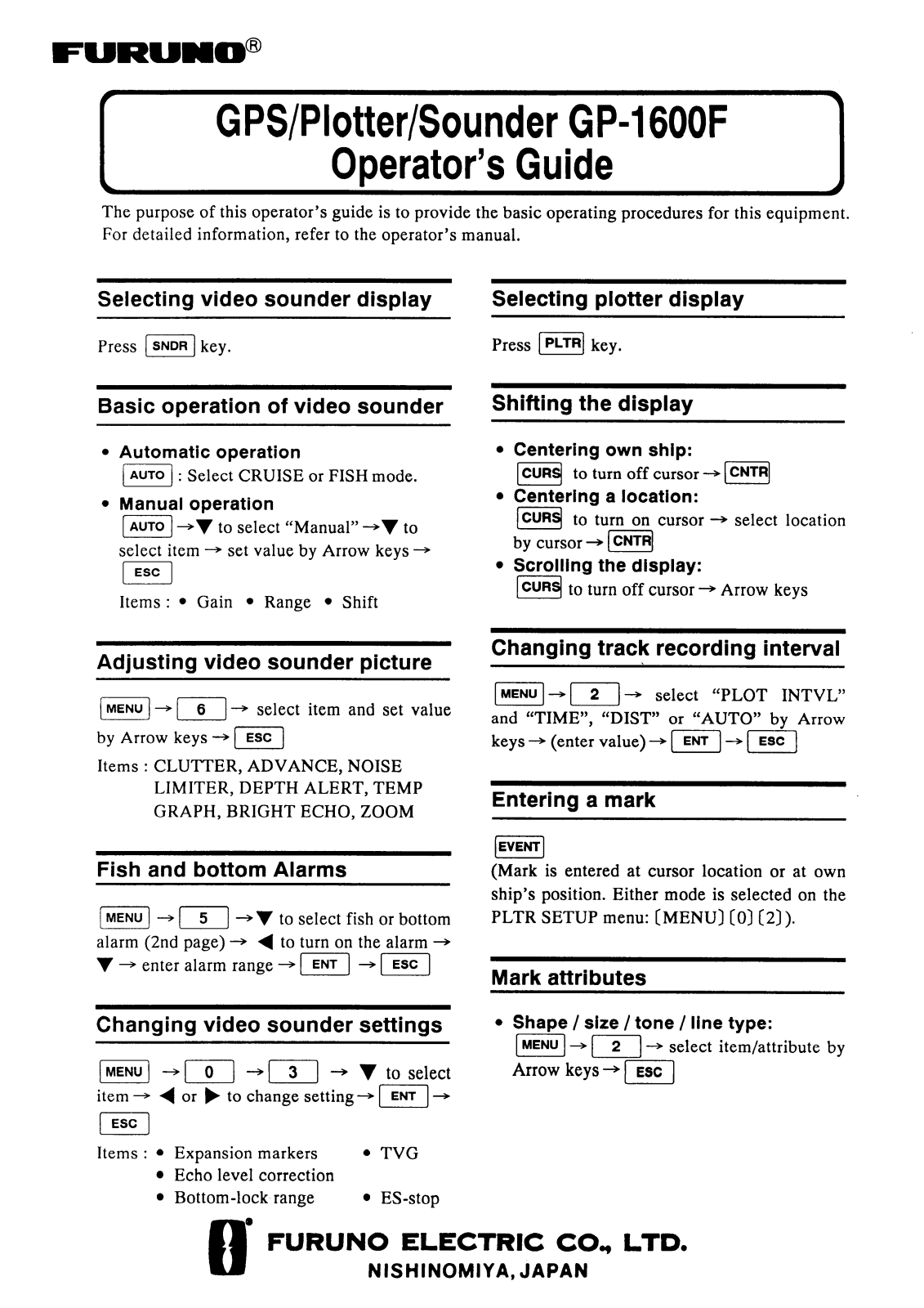 Furuno GP1600F User Manual