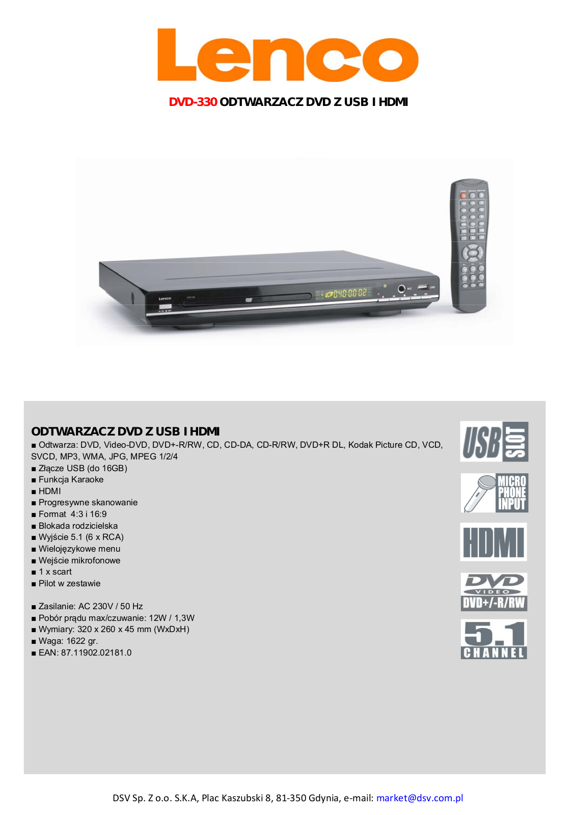 Lenco DVD-330 BROCHURE