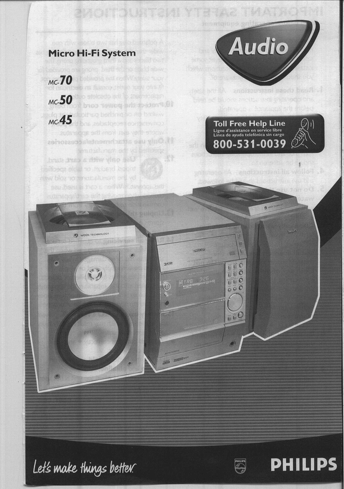 Philips MC7037, MC70, MC50, MC45 Owner's Manual