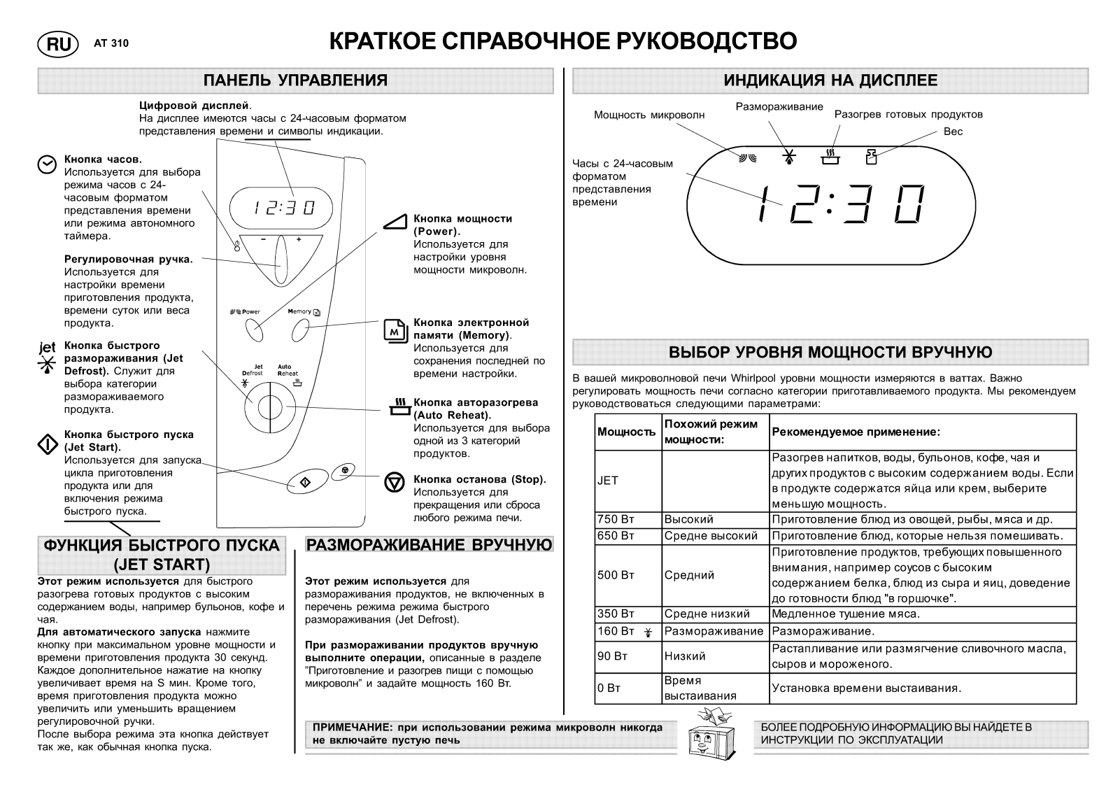 Whirlpool AT 310 User manual