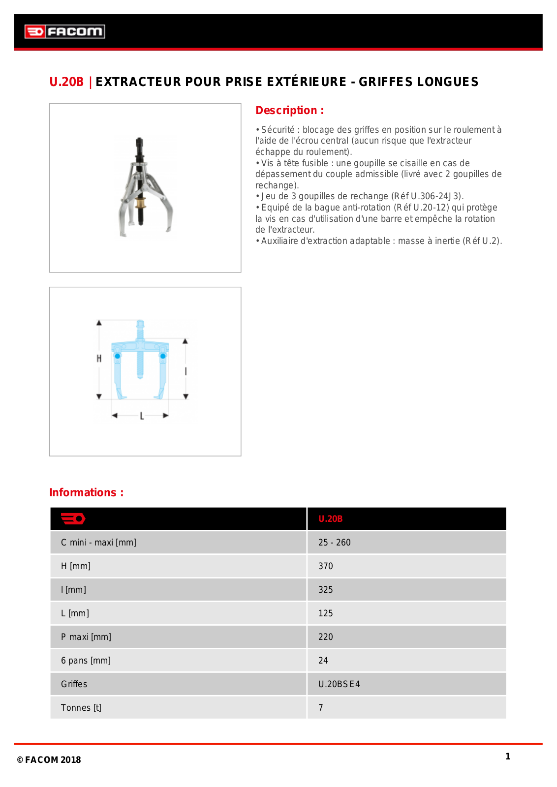 Facom U.20BPF Specification - ManualMachine.com