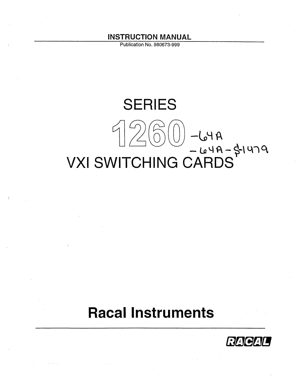 Racal 1260 User Manual