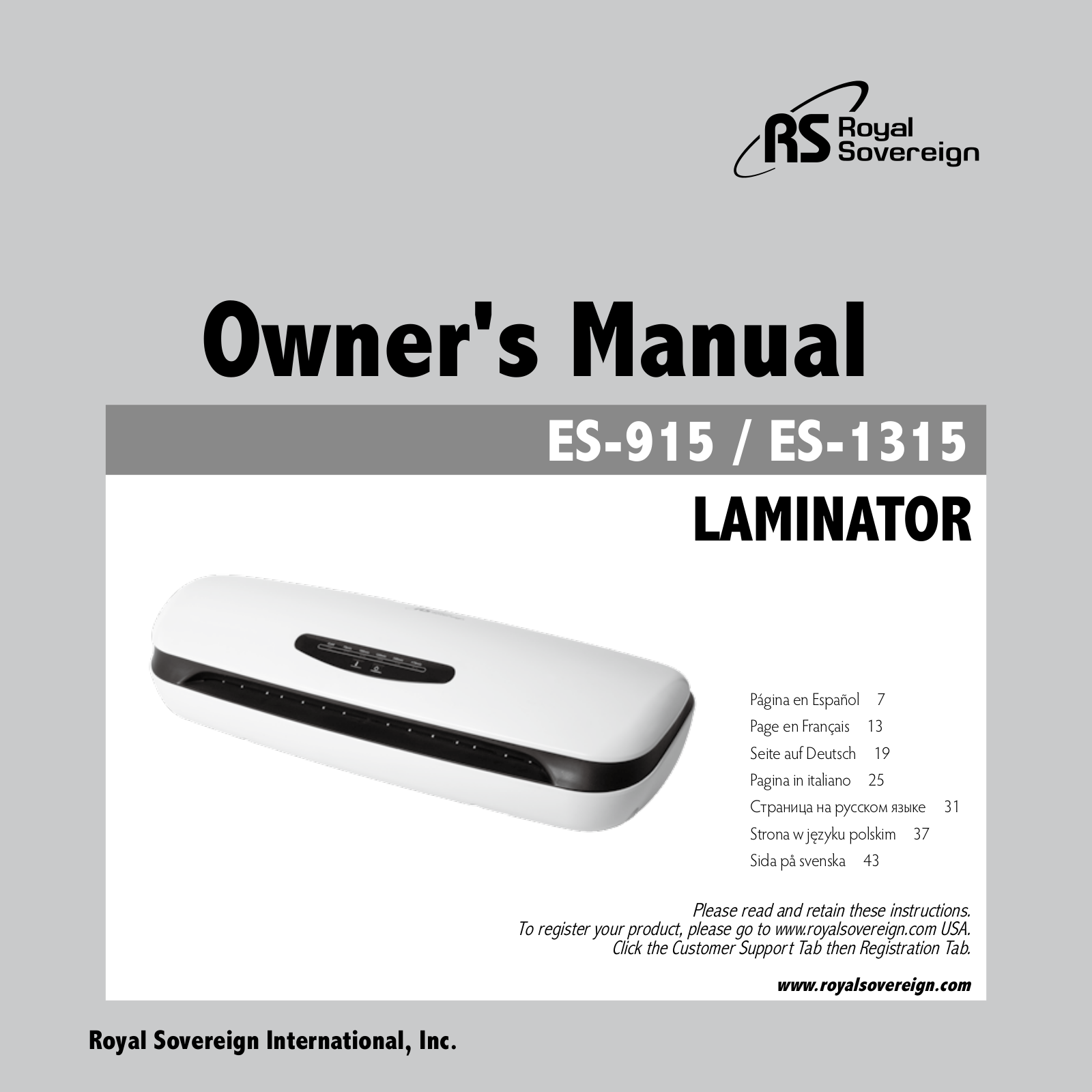 Royal Sovereign ES 1315, ES 915 User Manual