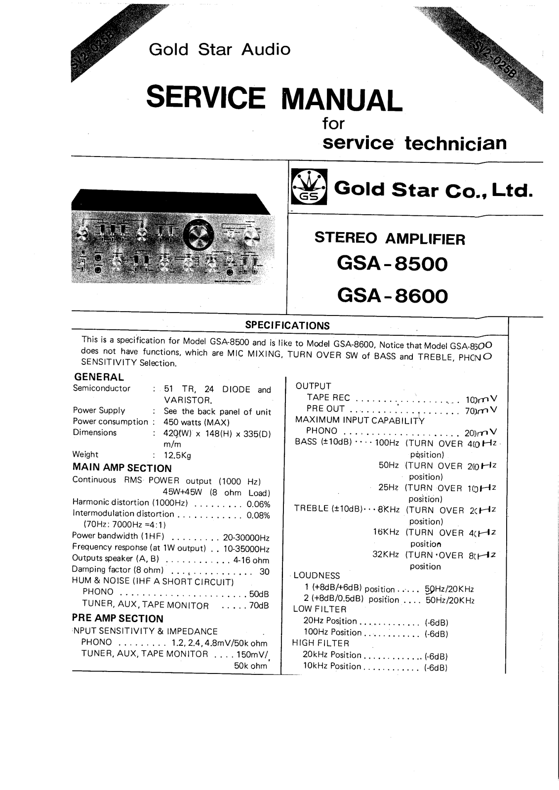 Goldstar GSA-8500 Schematic