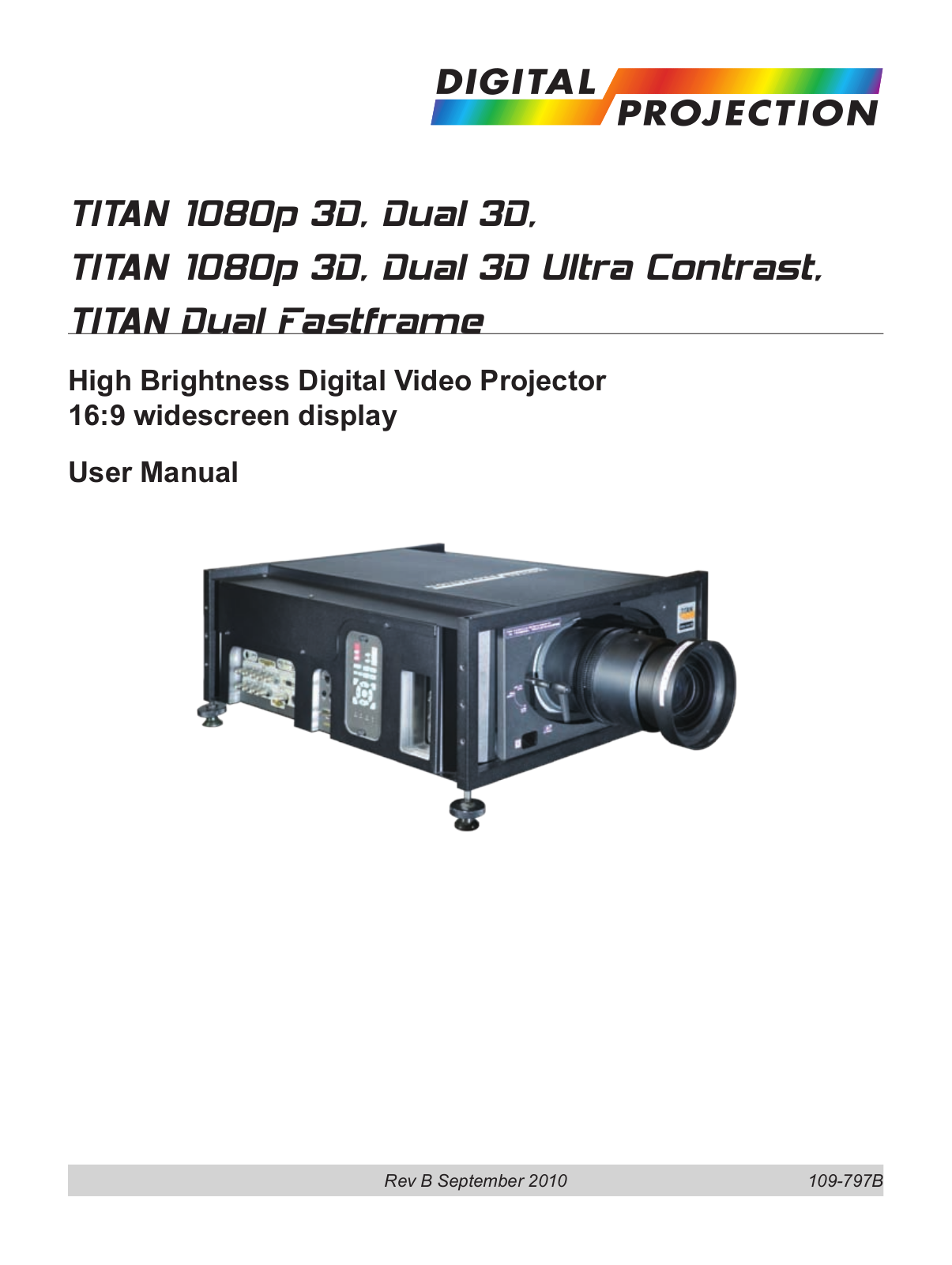 Digital Projection TITAN 1080p 330 L, TITAN 1080p 330 P, Titan 1080p 3D-L, Titan 1080p 3D-P, TITAN 1080p Quad 3D User Manual