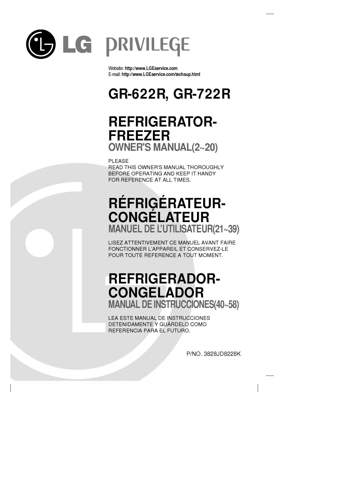 LG GR-722R, GR-622R User Manual