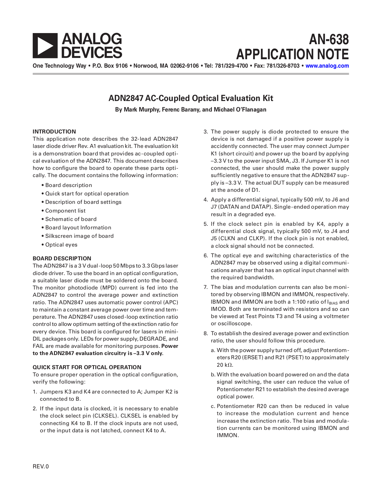 Analog Devices AN638 Application Notes