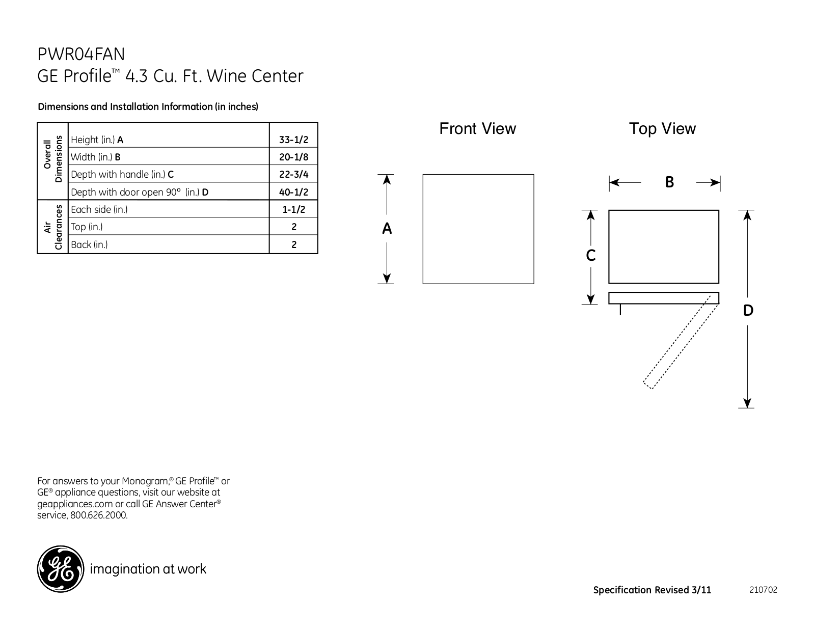 GE PWR04FAN Specification - ManualMachine.com
