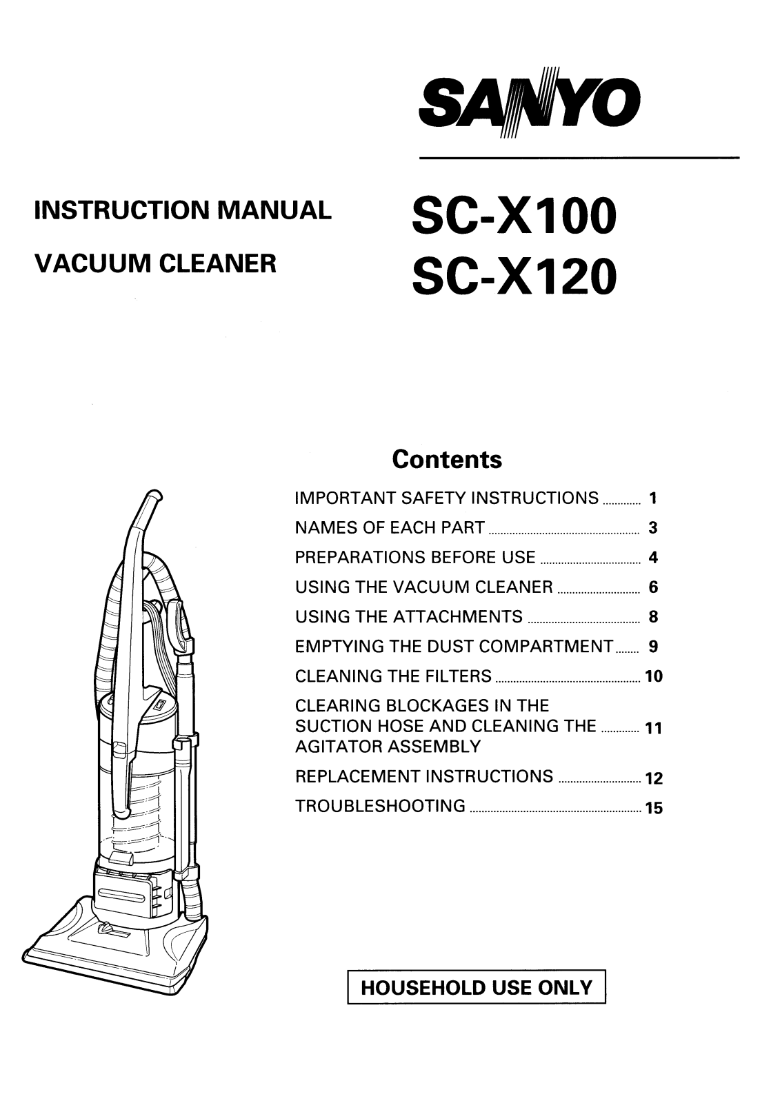 Sanyo SC-X120 Instruction Manual