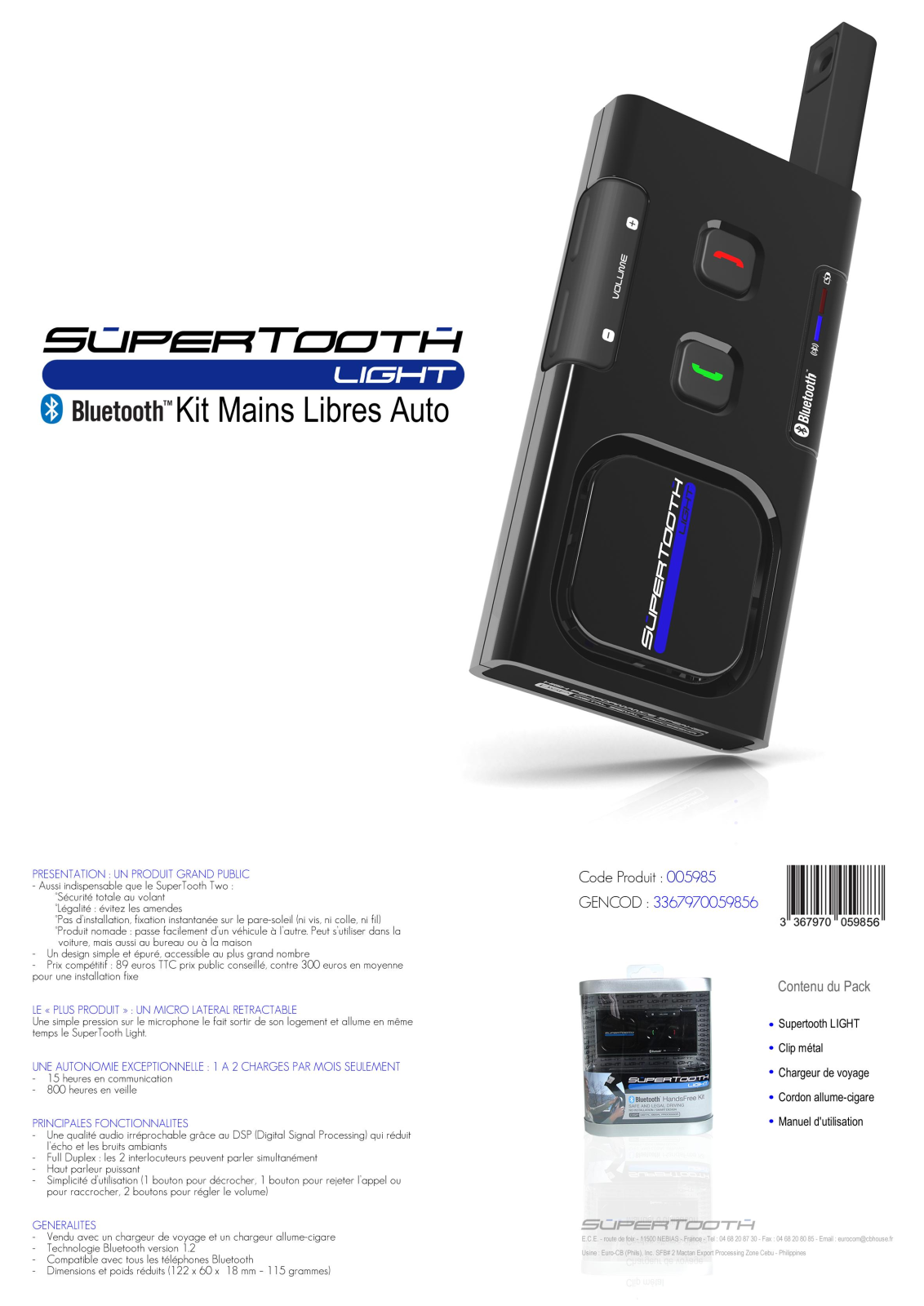 Supertooth LIGHT DATASHEET