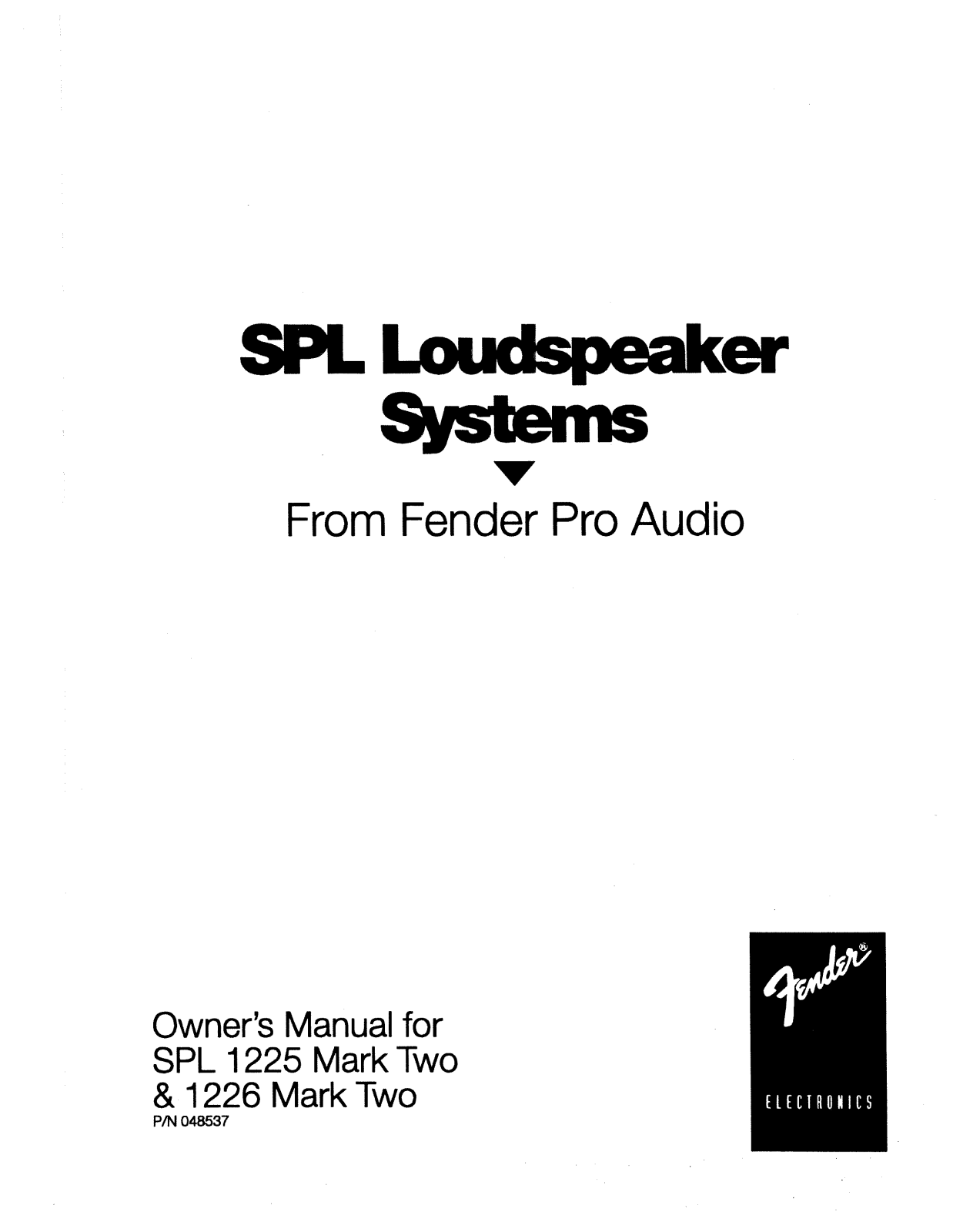 Fender SPL 1225, SPL 1226 User Manual