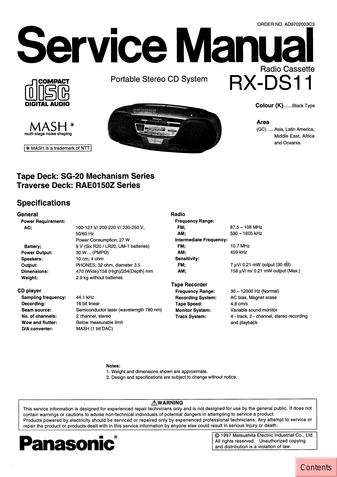 JVC RX DS11 GC Service Manual