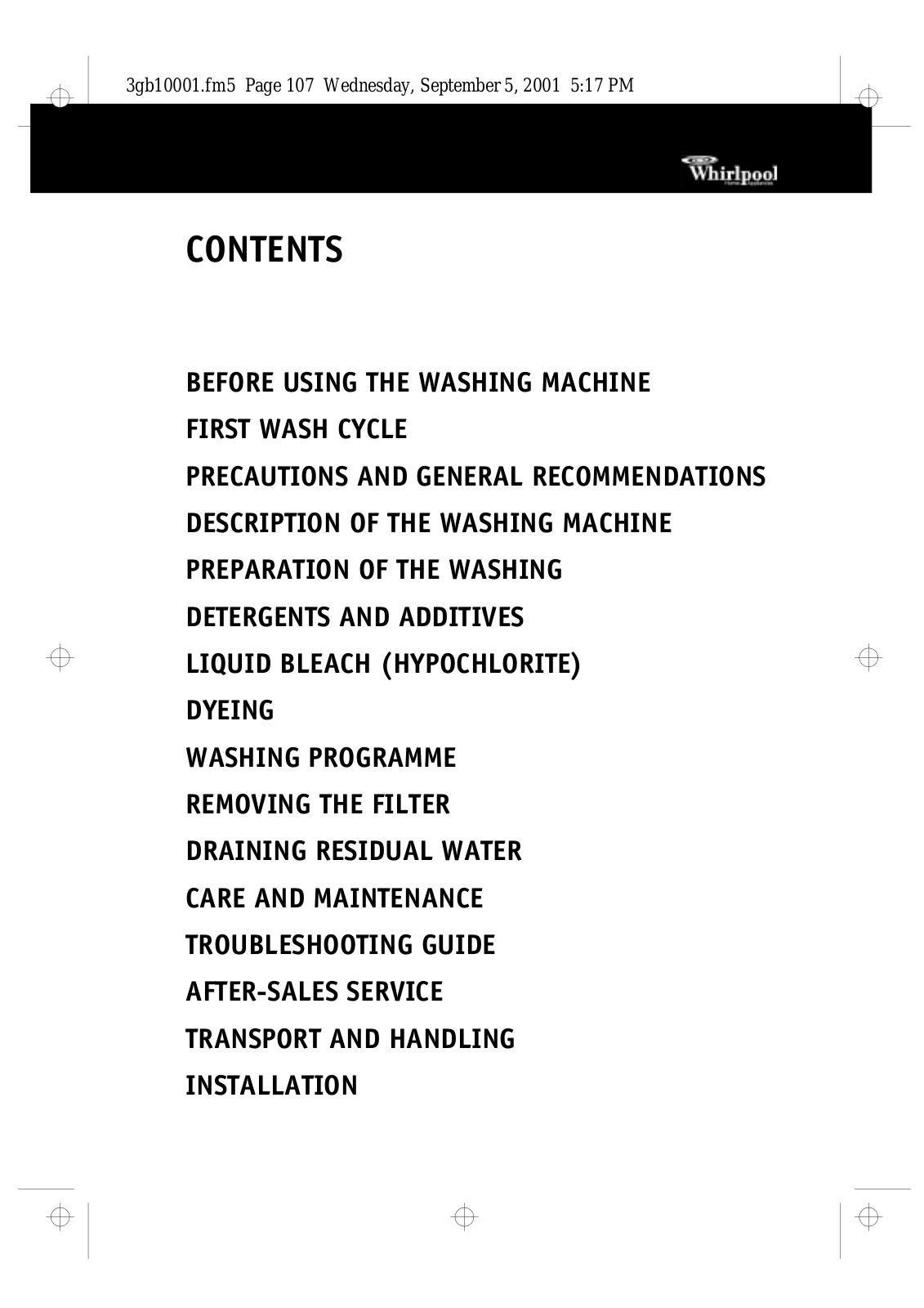 Whirlpool FL 5064/1, FL 5054/3, AWM 6081 User Manual