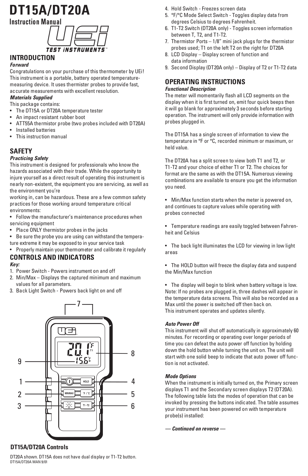 Universal Enterprise DT15A Installation  Manual