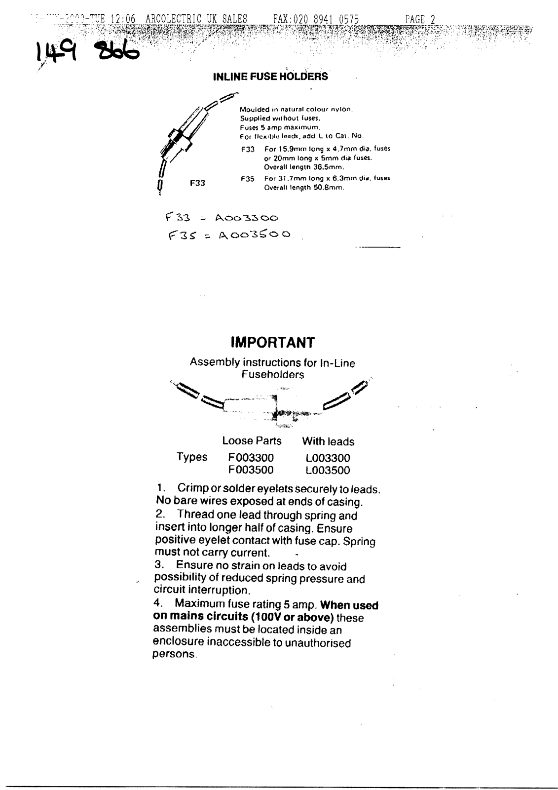 ARCOLECTRIC F33, F35 User Manual