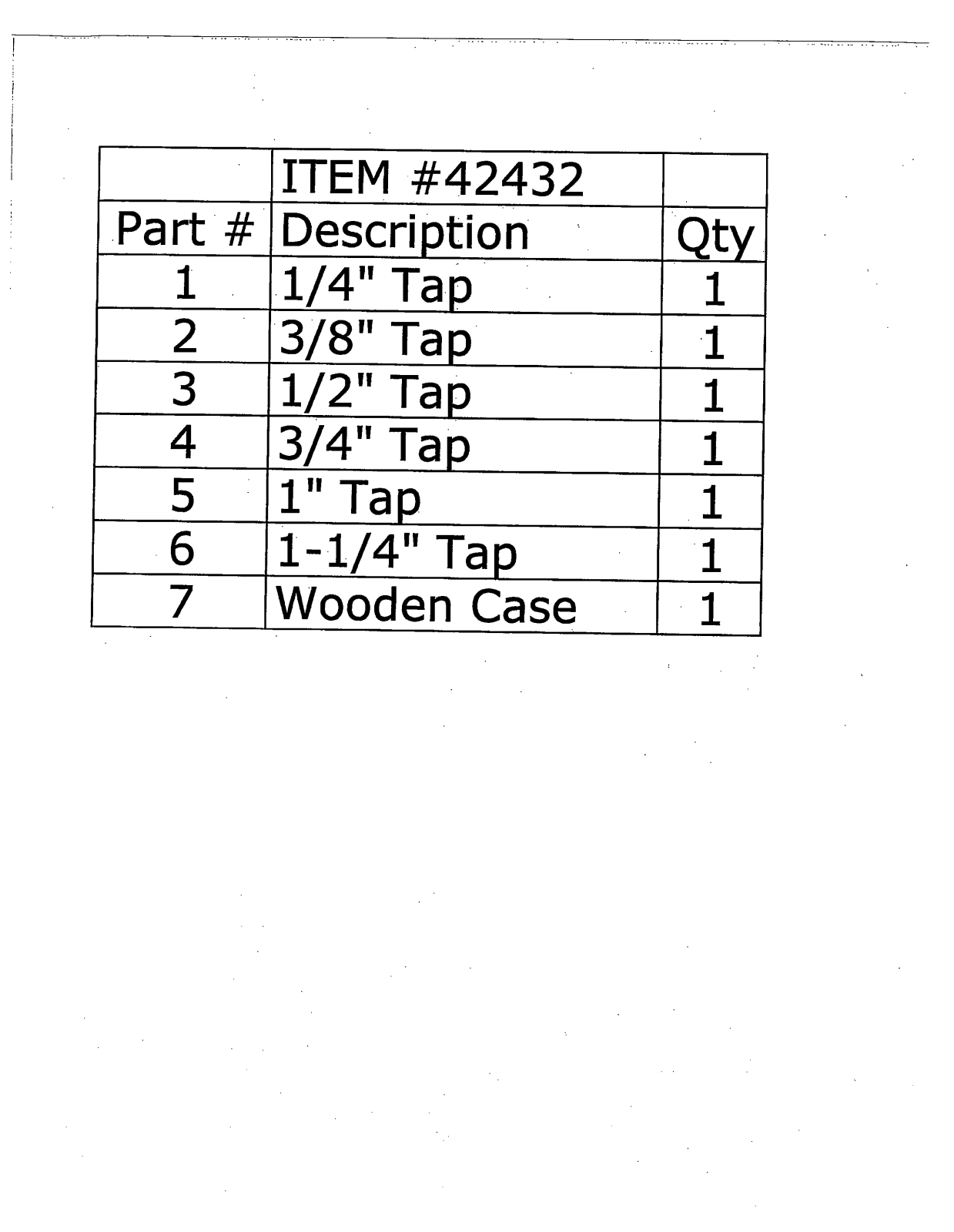 Harbor Freight Tools Pipe Taps 6 Pc Product manual