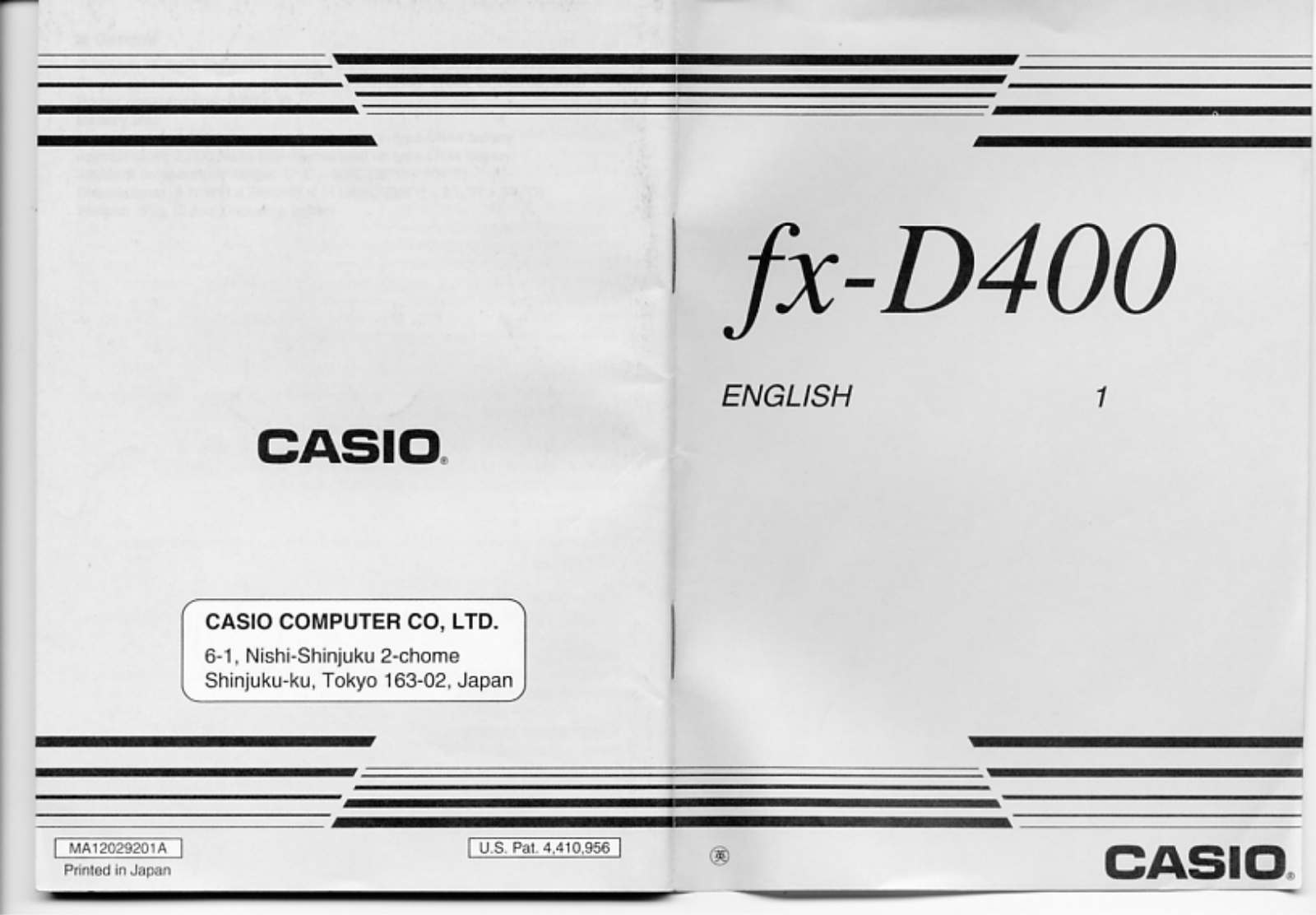 Casio FX-D400 User Manual