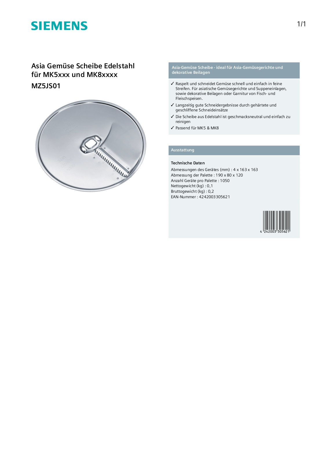 Siemens MZ5JS01 User Manual