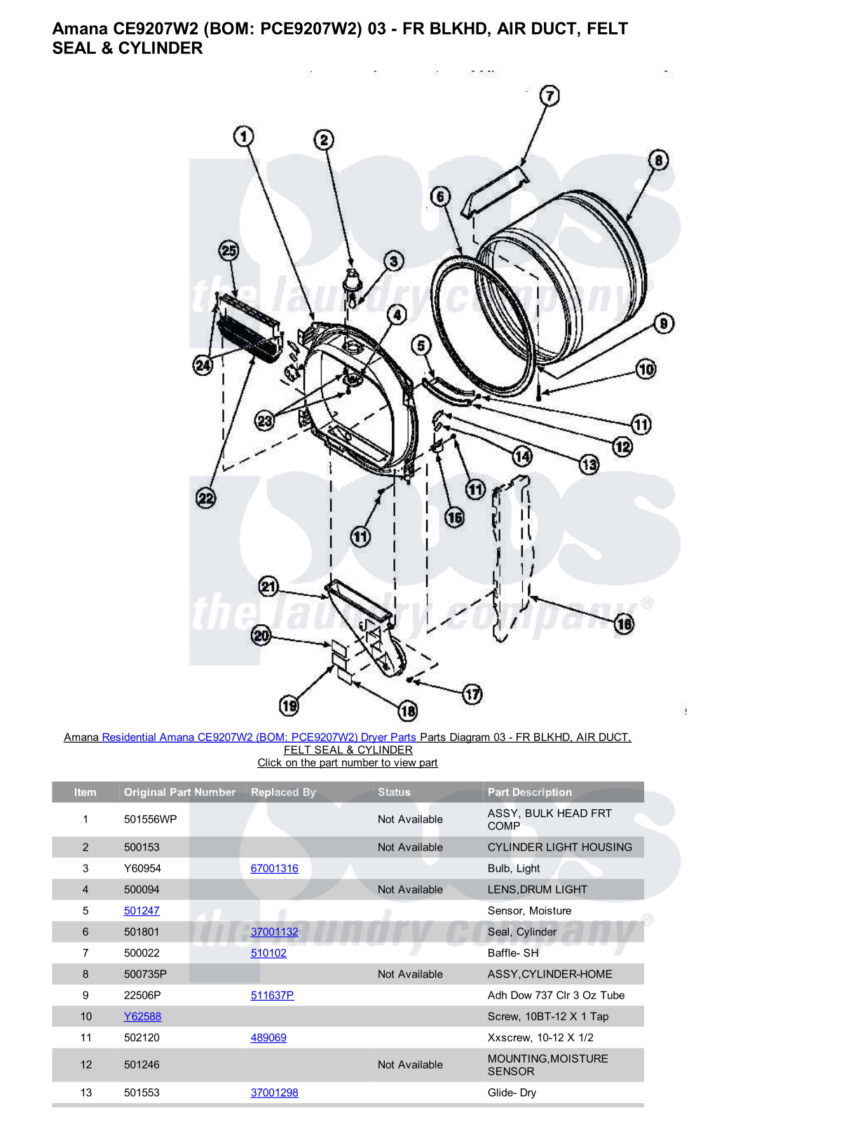 Amana CE9207W2 Parts Diagram