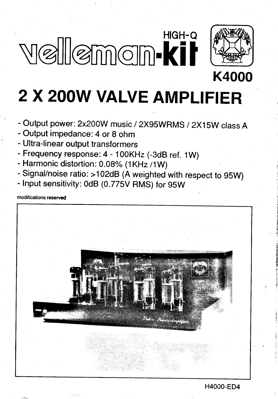 Velleman k4000 User Manual