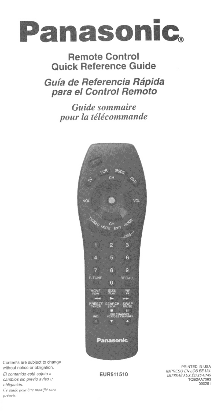 Panasonic EUR511510 User Manual