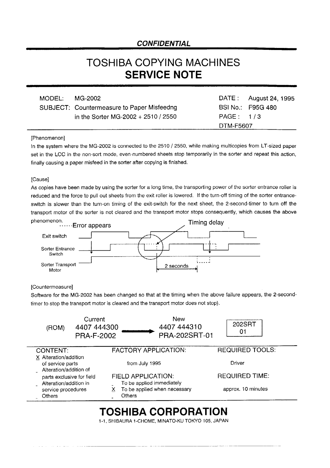 Toshiba f95g480 Service Note