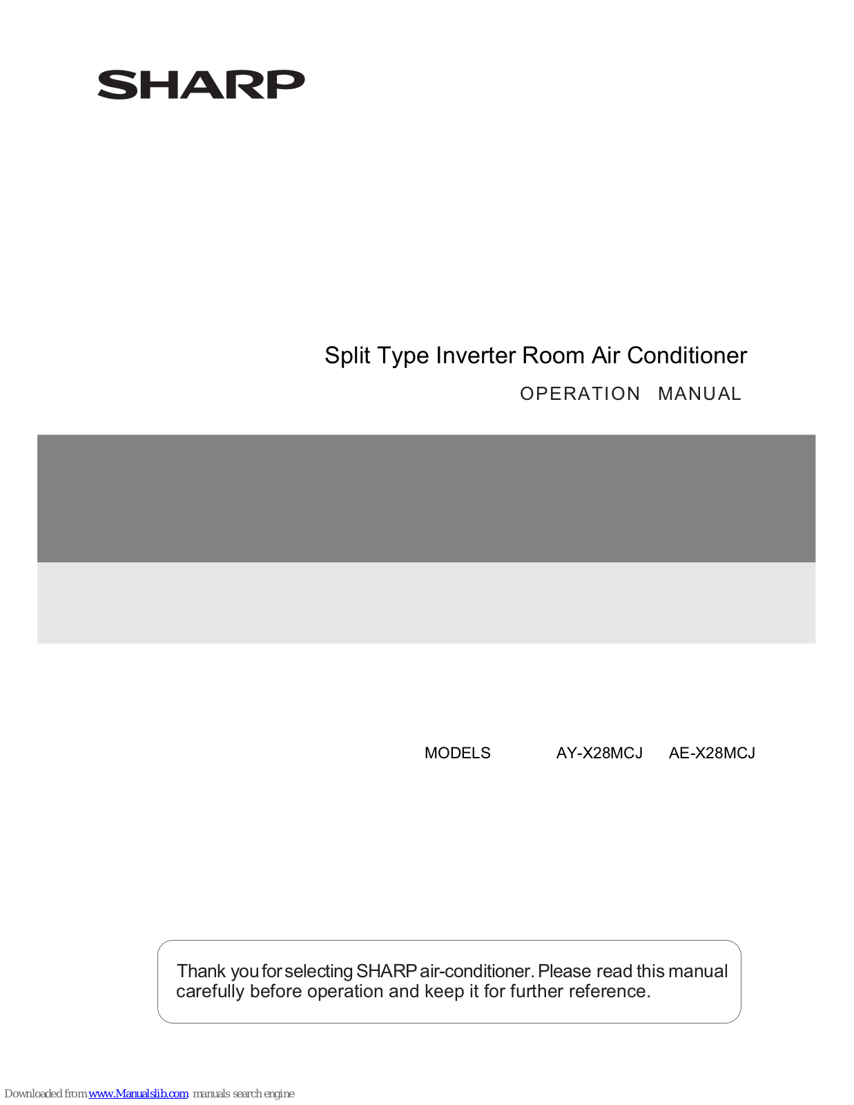 Sharp AY-X28MCJ Operation Manual - ManualMachine.com
