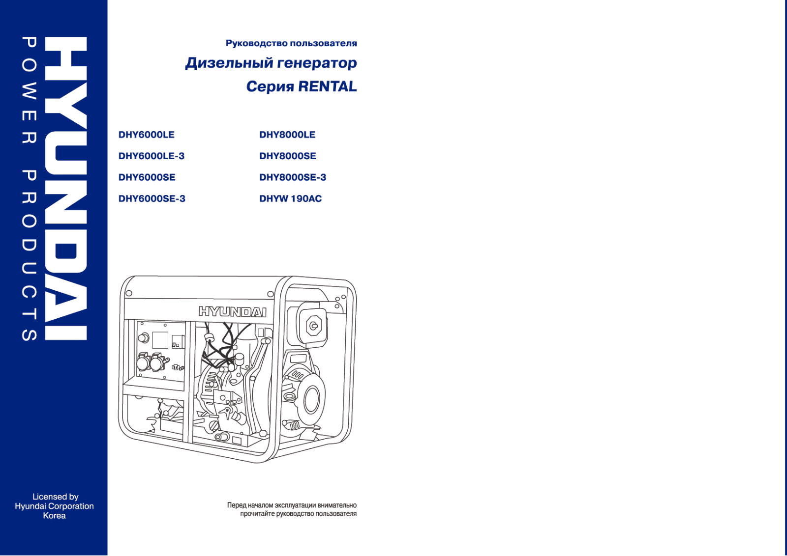 Hyundai DHY8000LE-3, DHY 8000SE-3, DHY-8000 SE, DHY-6000 SE User Manual