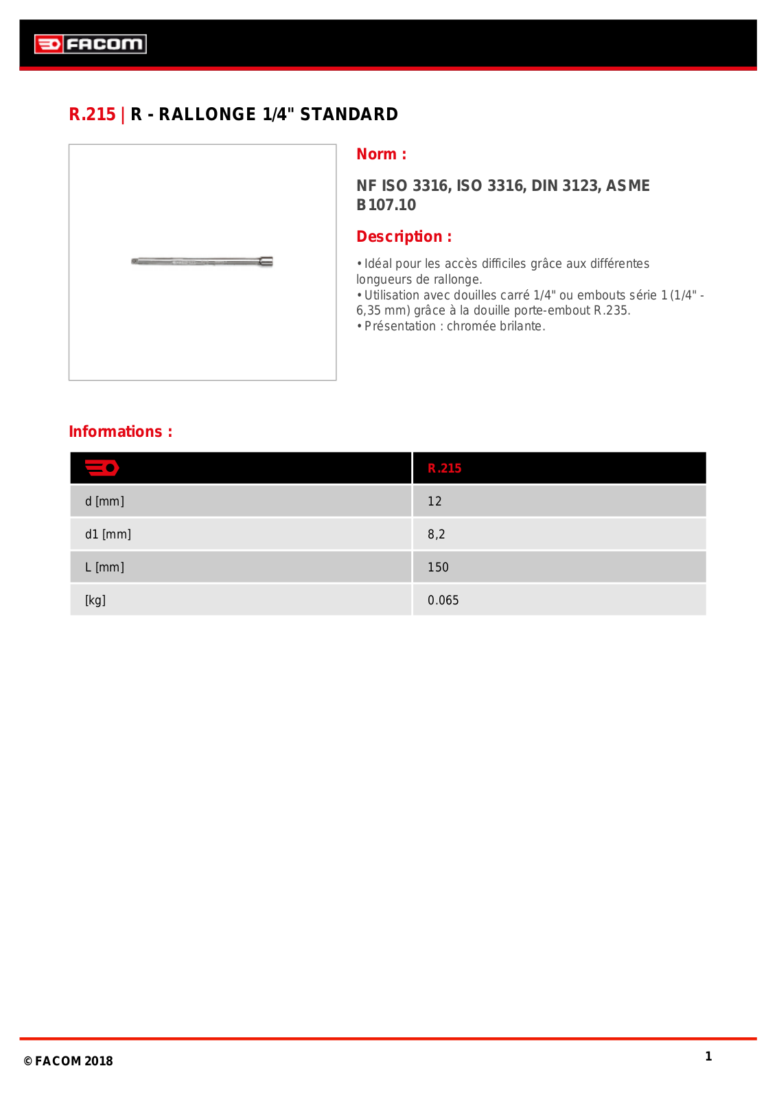 Facom R.215 Specification - ManualMachine.com