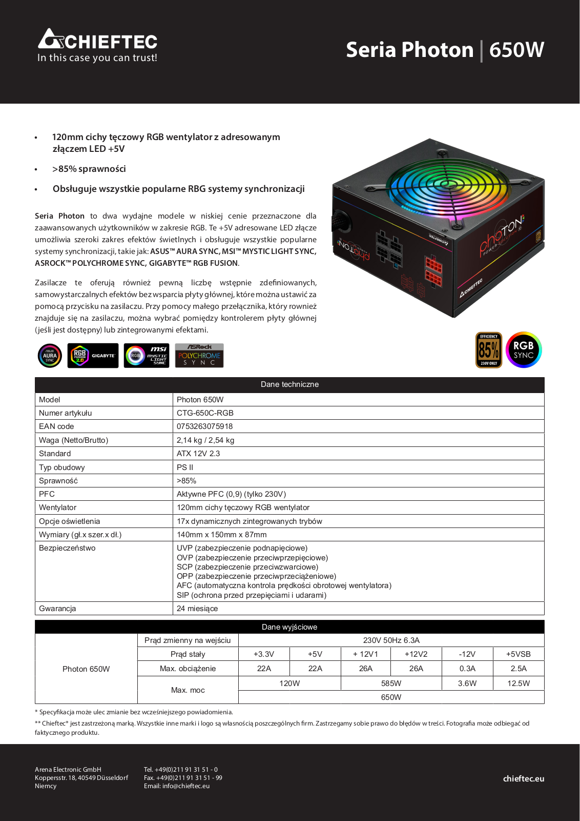 Chieftec CTG-650C-RGB User Manual