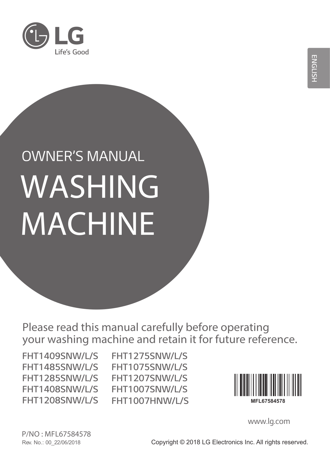 LG FHT1007HNW Owner’s Manual