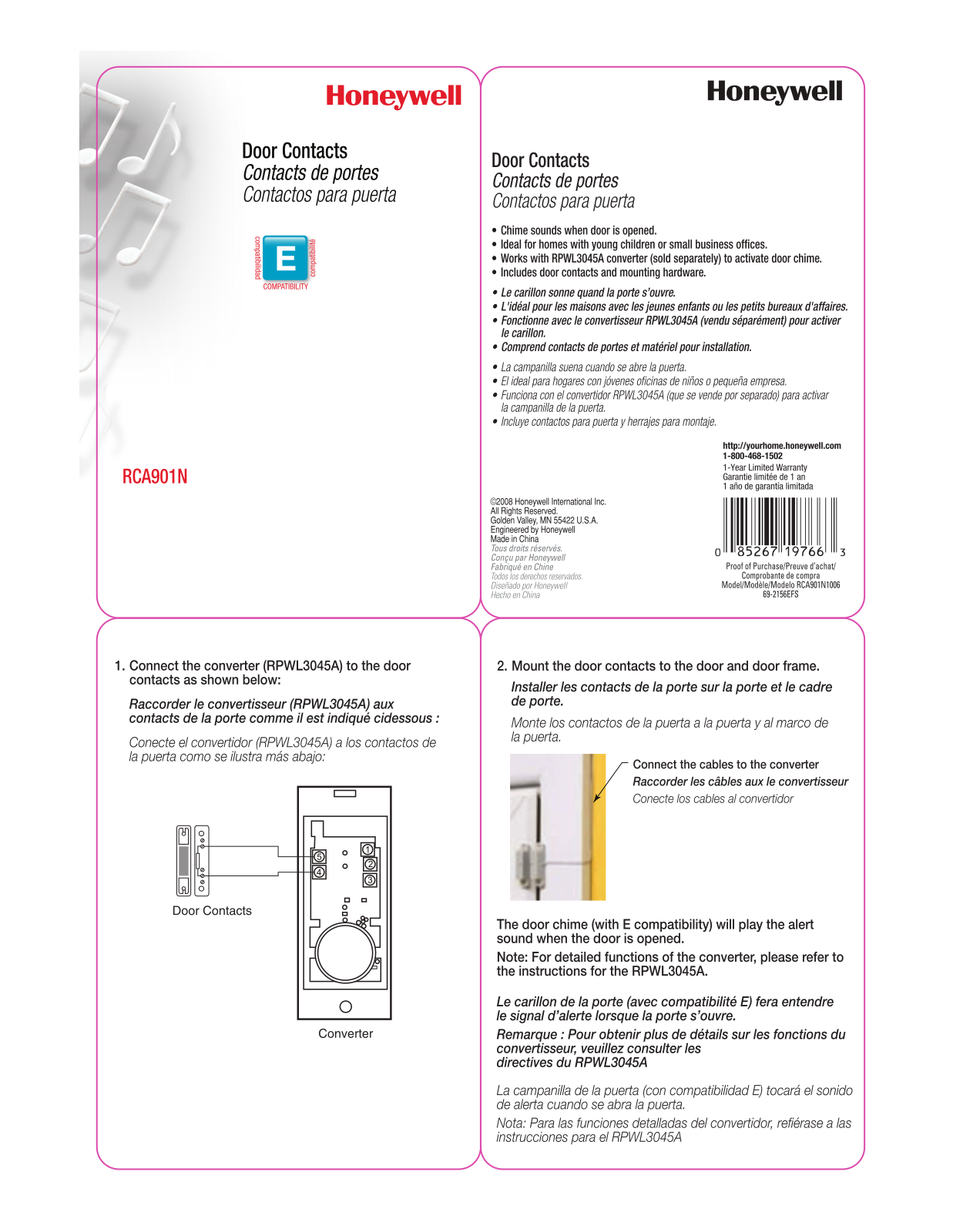 Pentax RCA901N Installation Information