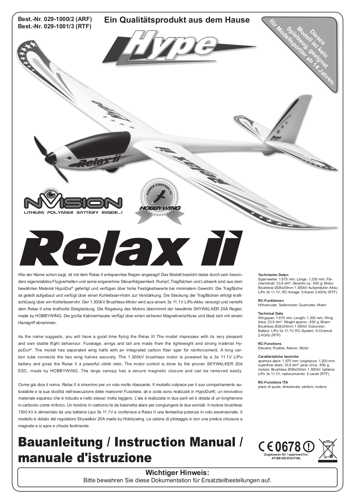 Hype 029-1003, Relax II User guide